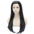 24inch Long Straight Black Lace Front Wig Natural Half Hand Tied Synthetic Fiber Hair Wig at Mxangel