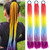 Colored Braids Hair Extensions with Rubber Bands Rainbow Braided Synthetic Hairpieces Ponytail Hair Accessories False Overhead Tail for Girls 24 inch