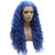 Lushy Long Curly Light Blue Wig Half Hand Tied Heat Friendly Heavy Density Synthetic Lace Front Realistic Wigs