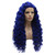 Lushy Long Curly Navy Blue Wig Full Density Half Hand Tied Heat Friendly Synthetic Lace Front Wigs