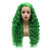 Meiyite Hair Curly Long 26inch Green Half Hand Tied Heat Resistant Synthetic Lace Front Wigs