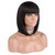 eNilecor Short Black Bob Wigs, 12" Straight with Flat Bangs Synthetic Colorful Cosplay Daily Party Wig for Women Natural As Real Hair+ Free Wig Cap (