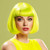 LIULIUBTY Short Bob Hair Wigs Straight with Flat Bangs Synthetic Colorful Cosplay Daily Party Neon Wig for Women + Free Wig Cap 13" Natural As Real