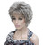 Lydell Women's Short Curly Wavy Wig Light Gray with Dark Root Synthetic Hair Full Wig 6 inches