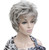 Lydell Women's Short Curly Wavy Wig Light Gray with Dark Root Synthetic Hair Full Wig 6 inches
