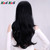 Kori Koli 24 Inch Wavy 3/4 Half Wig Long Synthetic Hair Extensions Black Capless Wigs Hair Clips Extension For Women 210g 12#