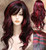 ANESHE Wig Women's 2 Tones Wine Red Mixed Black Big Wave Synthetic Hair Long Wavy Curly Hair Wigs (Red/Black)