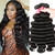 Nadula Brazilian Loose Deep Wave Hair 3 Bundles Human Hair, Unprocessed Virgin Loose Deep Hair Weave Extension Natural Color (22 24 26)