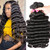 Nadula Brazilian Loose Deep Wave Hair 3 Bundles Human Hair, Unprocessed Virgin Loose Deep Hair Weave Extension Natural Color (22 24 26)