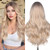 Lady Miranda Blonde Wigs for White Women Brown to Ash Blonde Natural Looking High Density Heat Resistant Synthetic Hair Weave Full Wigs for Women Mid