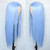 Luwigs Ice Blue Lace Front Wigs Synthetic Silky Straight Hand Tied Light Blue Replacement Wigs Heat Resistant for Cosplay Party 22inch