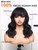 WIGNEE Natural Wave Wigs with Bangs 100% Brazilian Human Hair Fashion Wave Wigs Natural Black (14 Inch)