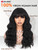WIGNEE 100% Virgin Human Hair Wig Natural Wave Wigs with Bangs Brazilian Human Hair Wave Wigs Natural Black Color (18 Inch)