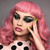 DIFEI Rockabilly Vintage Wig Audrey Hepbum Short Bang Wig Long Finger Wavy Wigs for Women (Pink)