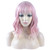DAOTS 14 Inches Curly Wigs with Bangs for Women Girls Synthetic Wavy Hair Wig (Pink)