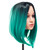 SWACC Ombre Colors Straight Short Hair Bob Wig Synthetic Colorful Cosplay Daily Party Flapper Wig for Women with Wig Cap (Teal Blue)