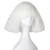 iCos Short Kinky Straight Hair Wig for Women White Fluffy Bob Wig with Bangs Punk Halloween Cosplay Costume Wig
