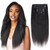 Lovrio 9A Yaki Straight Clip in Human Hair Extensions Double Weft Straight Clip in Hair Extensions Human Hair for Black Women 16 Inch Natural Black Y
