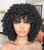 Annivia Curly Afro Wig with Bangs Short Kinky Curly Wigs for Black Women Synthetic Fiber Soft Hair Short Curly Afro Wig (Black)