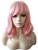 ANESHE 14 Inches Women Girls Short Pink Wavy Wig Curly Synthetic Hair Wig With Air Bangs (Pink)