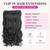 REECHO 18" 1-Pack 3/4 Full Head Curly Wavy Clips in on Synthetic Hair Extensions HE008 Hairpieces for Women 5 Clips 4.0 Oz per Piece - Natural Black