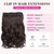 REECHO 16" 1-Pack 3/4 Full Head Curly Wavy Clips in on Synthetic Hair Extensions HE008 Hairpieces for Women 5 Clips 3.9 Oz per Piece - Dark Brown