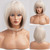 HAIRCUBE 12 Inch Blonde to White Bob Wigs with Bangs Ombre to Blonde Hair Synthetic Heat Resistant for Women