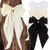Satin Hair Accessories Set: Silky Bows, Ribbons, Hair Ties, Large Barrettes, Cute Clips with Long Tail for Women and Girls (White, Beige, Black)
