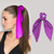 Silk Satin Hair Scrunchies with Bow and Elastic Ponytail Holders (6 Solid Colors)