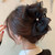 Black Tulle Bow Hair Clip with Rhinestones - Large Claw Hair Accessory for Thick Hair Ponytails, Chiffon Bow and Mesh Bowknot