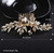 Denifery Vintage Wedding Headpiece - Gold Rhinestone Pearls Flower and Leaf Crystal Hair Comb for Women, Bridal Hair Accessories