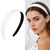 Wecoe White PU Leather 1 Inch Wide Non-Slip Fashion Headband Hair Accessory for Women and Girls, Holiday Costume Diademas Coreanas Para Mujer