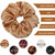 Chuangdi 6 Pieces Big Satin Scrunchies for Women, Jumbo Silk Scrunchies Thick Elastic Jumbo Hair Tie Galentine Valentine's Day Gifts(White, Red Brown