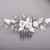 Chargances Wedding Purple Rhinestone Hair Comb Bridal White Flower Leaf Hair Side Comb Silver Crystal Handmade Headpiece Hair Accessories for Women (