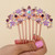 Chargances Luxury Glitter Rhinestone Flower Hair Comb Wedding Purple Crystal Heart Hair Side Comb Sparkly Gems Bridal Hair Accessories Headpiece for