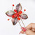 Campsis Wedding Copper Wire Hair Pins Red Flower Crystal Bridal Hair Piece Bride Prom Hair Accessories for Women