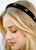 TERSE Black Velvet Headband with White Pearl Accents - Cute Vintage Designer Hair Accessory for Women's Holiday Fashion