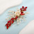 Teyglen Bridal Hair Accessory - Handmade Crystal and Pearl Floral Hair Clip with Rhinestones for Women and Girls (Red)