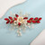 Teyglen Bridal Hair Accessory - Handmade Crystal and Pearl Floral Hair Clip with Rhinestones for Women and Girls (Red)