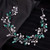 Teyglen Green Rhinestones Pearls Crystals Long Headband Handmade Bridal Silver Crystal Headband Wedding Hair Accessories for Brides Hair Pieces Headp