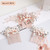 Sppry Elegant Rhinestone Pearl Hair Combs, Jewelry Floral Crystal Hair Accessories for Bridal Women at Wedding Prom, Set of 3 (Rose Gold)