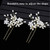 Sppry Elegant Pearl Wedding Hair Pins, Bendable Floral Crystal Hair Accessories for Bridal Women, Pack of 3 (Gold)