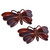 Parcelona French Cute Butterfly Tortoise Shell Brown Small 2 3/4 Celluloid Set of 2 Hair Clip Barrettes for Women and Girls