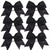 Cheerleader Bows Cheerleading 8 inch Sparkle Glitter Ponytail Holder Hair Tie School for High School College Girl Team Sports 6 Pcs  (Black)