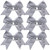 Cheerleader Bows Cheerleading 8 inch Sparkle Glitter Ponytail Holder Hair Tie School for High School College Girl Team Sports 6 Pcs  (Silver)