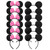 CHuangQi Mouse Ears Solid Black and Pink Bow Headband for Boys & Girls Birthday Party, Pack of 12