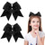 2 Packs Jumbo Cheerleading Bow 8 Inch Large Cheer Hair Bows with Ponytail Holder for Teen Girls Softball Outfit Uniform(Black)