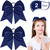 2 Packs Jumbo Cheerleading Bow 8 Inch Large Cheer Hair Bows with Ponytail Holder for Teen Girls Softball Outfit Uniform(Navy Blue)