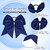 2 Packs Jumbo Cheerleading Bow 8 Inch Large Cheer Hair Bows with Ponytail Holder for Teen Girls Softball Outfit Uniform(Navy Blue)