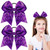 2 Packs Jumbo Cheerleading Bow 8 Inch Large Cheer Hair Bows with Ponytail Holder for Teen Girls Softball Outfit Uniform(Sequin Purple)
